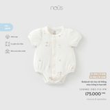 Bodysuit cộc tay cài thẳng màu trắng in họa tiết Nous
