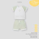 Bộ cộc cài lệch màu trắng phối kẻ caro xanh Nous NB2S25-SC2-M01-CG-0M