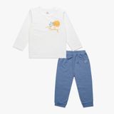 Promo Bộ dài tay cài vai Bamco Glory Bubaby - Trắng - Xanh đậm 99A - 12-18m