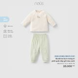 Bộ bodysuit dài áo cài thẳng màu be phối quần hồng Nous