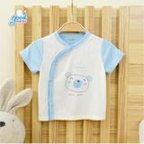 Áo cộc tay Goodmama cài lệch - Trắng - 0-3m