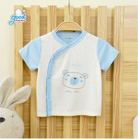Áo cộc tay Goodmama cài lệch - Trắng - 0-3m
