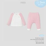Bộ dài tay cài lệch màu trắng phối kẻ hồng đậm Nous NB1S25-SC3-U16-TM-NB