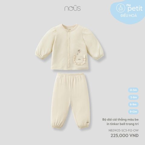 Bộ dài cài thẳng màu be in tinker bell trang trí Nous