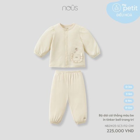 Bộ dài cài thẳng màu be in tinker bell trang trí Nous