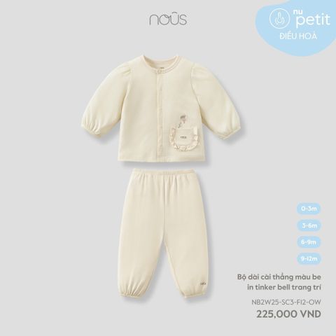 Bộ dài cài thẳng màu be in tinker bell trang trí Nous