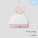 Mũ tròn tai thỏ màu trắng họa tiết hoa hồng Nous NB1S25-AH1-F02-OW-NB