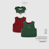 Áo gi lê 2 mặt ca rô đỏ và xanh lá kèm yếm Nous