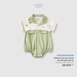 Bodysuit cộc tay màu be họa tiết phối xanh lá Nous