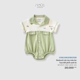 Bodysuit cộc tay màu be họa tiết phối xanh lá Nous