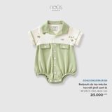 Bodysuit cộc tay màu be họa tiết phối xanh lá Nous