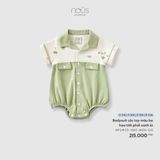 Bodysuit cộc tay màu be họa tiết phối xanh lá Nous