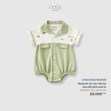 Bodysuit cộc tay màu be họa tiết phối xanh lá Nous