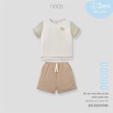 Bộ cộc chui đầu áo be phối quần nâu Nous NB3S25-SC2-M07-PE-6M