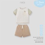 Bộ cộc chui đầu áo be phối quần nâu Nous NB3S25-SC2-M07-PE-6M