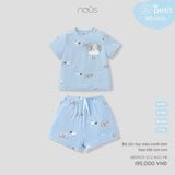 Bộ cộc tay màu xanh lam họa tiết cún con Nous