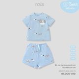 Bộ cộc tay màu xanh lam họa tiết cún con Nous