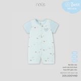 Bộ liền cộc xanh da trời nhạt họa tiết gấu nâu Nous