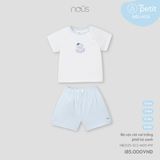 Bộ cộc cài vai trắng phối kẻ xanh Nous NB2S25-SC2-M05-PW-0M