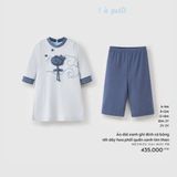 Áo dài xanh ghi đính cá bông tết dây hoa phối quần xanh tím than Nous