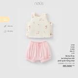 Bộ ba lỗ áo be hồng họa tiết phối quần hồng nhạt Nous