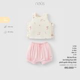 Bộ ba lỗ áo be hồng họa tiết phối quần hồng nhạt Nous