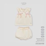 Bộ ba lỗ tay bèo màu be đính nơ Nous NP3S25-SC1-F02-PE-6M