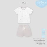 Bộ cộc cài thẳng áo trắng họa tiết phối quần xám Nous NB2S25-SC2-M14-OW-0M