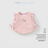 Áo gi lê nhung hồng phối bèo thắt nơ thêu ngựa trang trí Nous