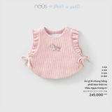 Áo gi lê nhung hồng phối bèo thắt nơ thêu ngựa trang trí Nous