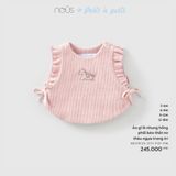 Áo gi lê nhung hồng phối bèo thắt nơ thêu ngựa trang trí Nous