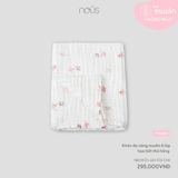 Khăn đa năng muslin 6 lớp họa tiết thỏ hồng Nous