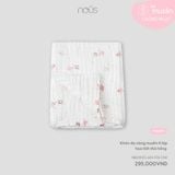 Khăn đa năng muslin 6 lớp họa tiết thỏ hồng Nous