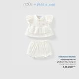 Bộ cộc tay màu be phối ren thêu trang trí Nous