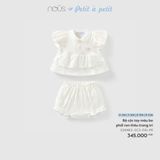 Bộ cộc tay màu be phối ren thêu trang trí Nous