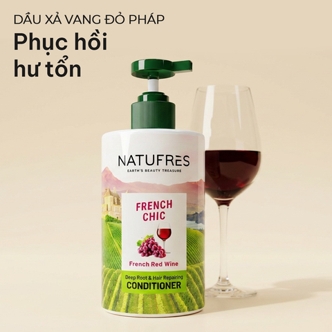  Dầu Xả Phục Hồi Hư Tổn Vang Đỏ Pháp NATUFRES French Chic 