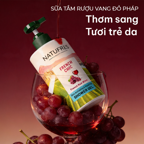  Sữa Tắm Thơm Sang Rượu Vang Đỏ Pháp NATUFRES French Chic 
