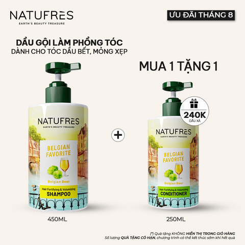  Dầu Gội Làm Phồng Tóc Chiết Xuất Bia Bỉ NATUFRES Belgian Favorite 