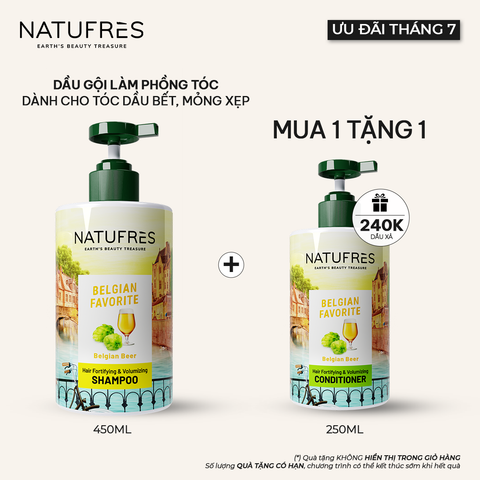  Dầu Gội Làm Phồng Tóc Chiết Xuất Bia Bỉ NATUFRES Belgian Favorite 