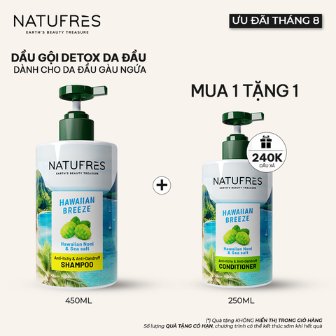  Dầu Gội Sạch Gàu Muối Biển & Trái Nhàu Hawaii NATUFRES Hawaiian Breeze 