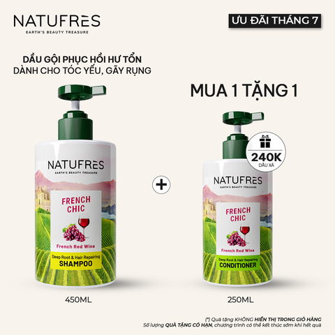  Dầu Gội Phục Hồi Hư Tổn Vang Đỏ Pháp NATUFRES French Chic 