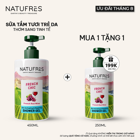  Sữa Tắm Thơm Sang Rượu Vang Đỏ Pháp NATUFRES French Chic 