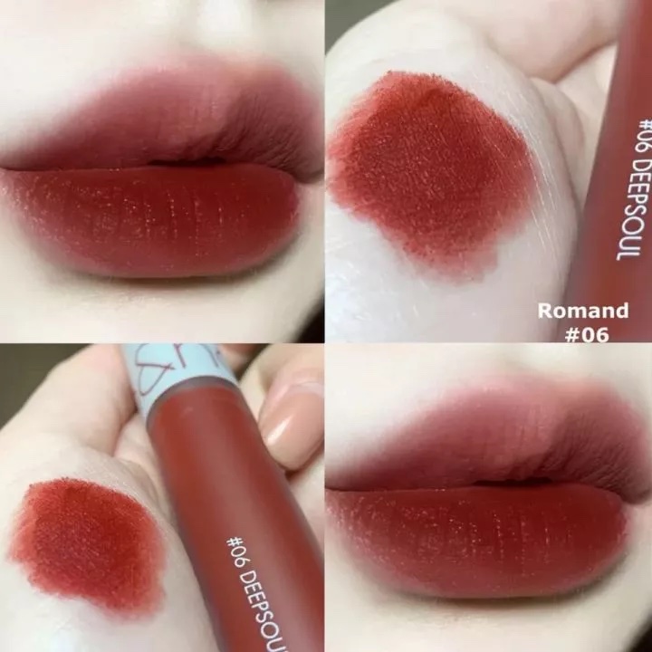  M61 - Son kem lì zero velvet tint ROMAND 06 Deepsoul ( Đỏ nâu ) 
