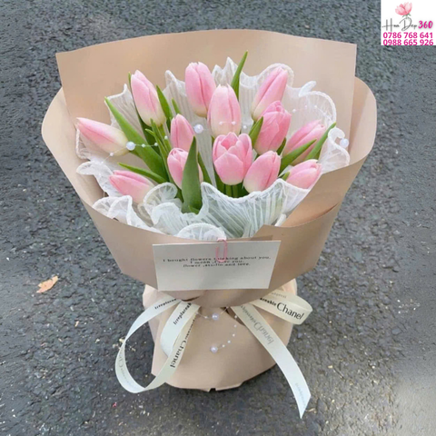 Tulip Hồng Pastel Gói Kraft – Dịu Dàng & Tinh Tế