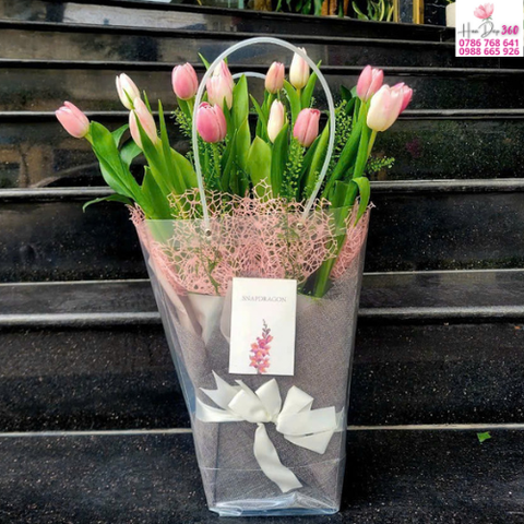 Tulip Hồng Tinh Khôi – Giỏ Hoa Thanh Lịch