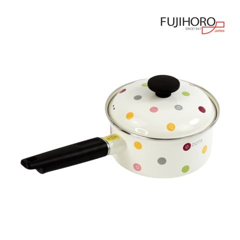 Nồi tay cầm tráng men Fujihoro EDVC-16S, hoa văn chấm bi, 16cm/1.8L