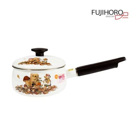 Nồi tay cầm tráng men Fujihoro FTCV-16S.HL, hoa văn con gấu, 16cm/1.4L