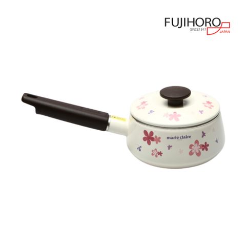 Nồi tay cầm tráng men Fujihoro MCPV-16S, hoa văn hoa tím, 16cm/1.4L