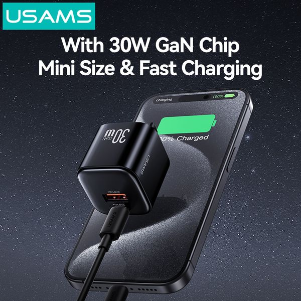 Củ Sạc Nhanh C+A USAMS CC270 30W (GaN Charger)