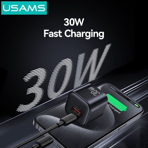 Củ Sạc Nhanh C+A USAMS CC270 30W (GaN Charger)
